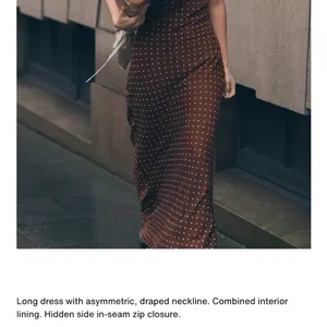 Zara NWT brown polka dot asymmetrical cowl draped detail midi maxi dress thumbnail 5