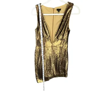 NBD Dinara Mini Dress Womens S Gold Sequin‎ Asymmetrical Sparkly Night Out Party thumbnail 13