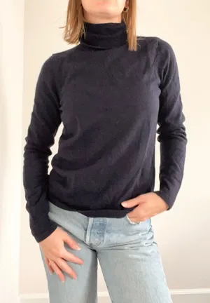 Vintage Lauren Ralph Lauren Navy Wool Cotton Turtleneck Sweater thumbnail 1