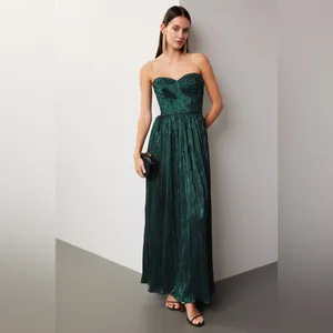 DRESS THE POPULATION Emerald Green Metallic Sheen Strapless Audrina Dress Small thumbnail 2