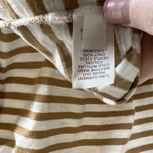 J. Jill Striped Cotton Long Sleeve Tee Brown White Boat‎ Neck Petite Medium thumbnail 7