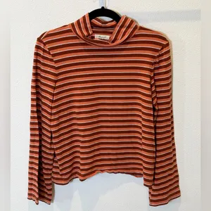 Madewell Retro Striped Mockneck Top • Wide Sleeve 70s Vibe - Size Small Boxy thumbnail 3
