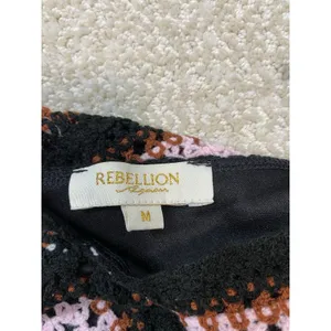 REBELLION Crochet Geometric Maxi Dress Sleeveless Black Pink Size M thumbnail 9