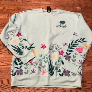 Disney The Little Mermaid Sweatshirt Ariel Flounder Embroidered thumbnail 1