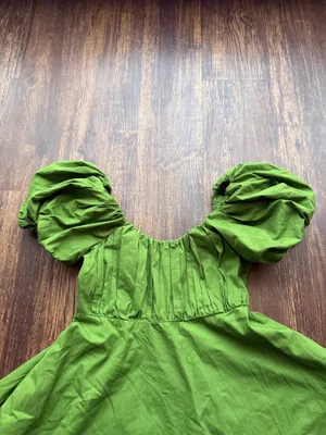Abercrombie & Fitch Women’s Green Emerson Mini Dress Poplin Puff Sleeve- ST thumbnail 4