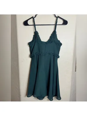 Selfie Leslie forest green Tie-Front ruffle Mini Dress thumbnail 2