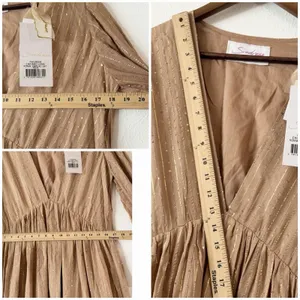 Sundress REVOLVE Chicago Long Maxi Dress XS/S Gold Sequin Lurex Boho Resort NWT thumbnail 6
