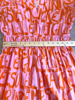 Anthropologie The Somerset French Writing Maxi Dress Pink Orange Size Medium thumbnail 8
