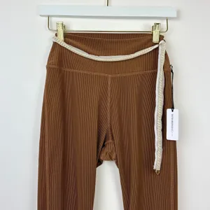 WeWoreWhat Chain High Rise Legging Ribbed Brown Stretch Athleisure Small NWT thumbnail 6