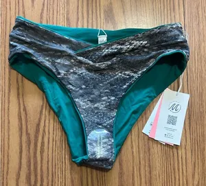 NWT Maaji Women's Swim Bikini Bottom Reversible Snake Skin Green Size M thumbnail 1