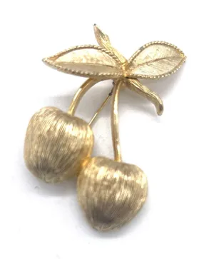 Sarah Coventry Double Cherrie’s Gold tone Brooch thumbnail 1