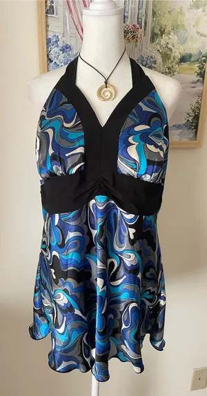 Studio 1940 Vintage Y2K Halter Swirl Tank Top Cami Size Large thumbnail 1