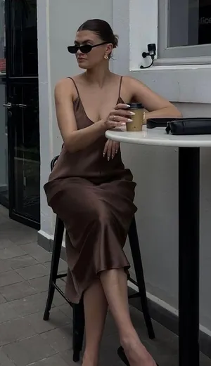 Zara dress fitted bodycon Brown Cutout Midi Party Wedding Coctail thumbnail 6