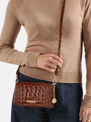 Brahmin Minuette French Rose Pink Croc-Embossed Leather Crossbody thumbnail 11