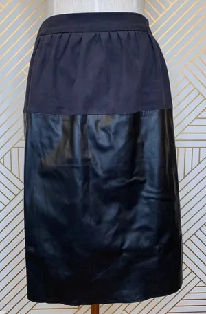 Zara Basic Black Faux Suede Leather Pencil‎ Skirt thumbnail 1