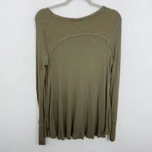 We The Free Thermal Waffleknit XS Olive Green Long‎ Sleeve Thumb Hole Layering thumbnail 4