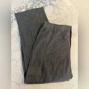 New Hollister Women’s Linen Blend Ultra High Rise Grey Cargo Pants Size XL thumbnail 2