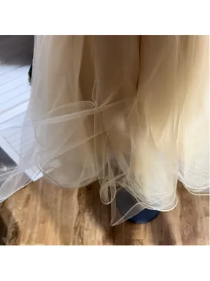 Dancing Queen cream floral sheer mesh dress beaded fairy princess homecoming M thumbnail 13