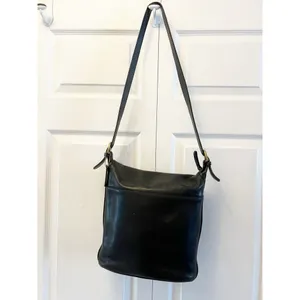 Vintage 90’s Coach Black Flap Leather‎ Bag Made In USA Y2K thumbnail 2