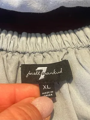 7 For All Mankind Light Blue Cotton V-Neck Puff Sleeve Relaxed Mini Dress XL thumbnail 9