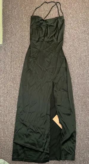 SHEIN Black Satin Midi Dress thumbnail 1