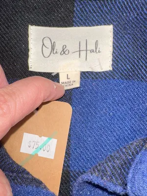 Oli & Hali Mixed Plaid Flannel Shacket Size Large Reworked Tiered Boho USA thumbnail 9