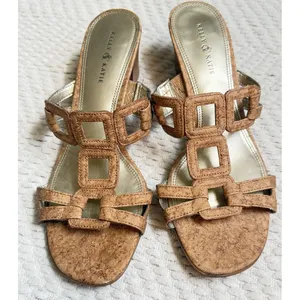 kelly and katie Women's cork textured twisted block heel Slip On sandals Size‎ 8 thumbnail 6