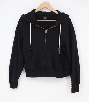 GAP Womens Black Full Zip Fleece Hoodie Sweatshirt Size S thumbnail 1