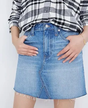 Madewell A-Line Skirt Women Size 28 Blue Rigid Denim Medium Wash 5-Pocket Design thumbnail 1