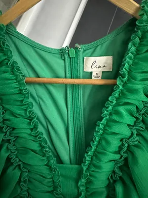 Lena Green Ruffled Fit and Flare Dress (from boutique) thumbnail 3