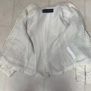 Zara Wool Blend Zip Front Textured Blazer Medium Winter White thumbnail 11