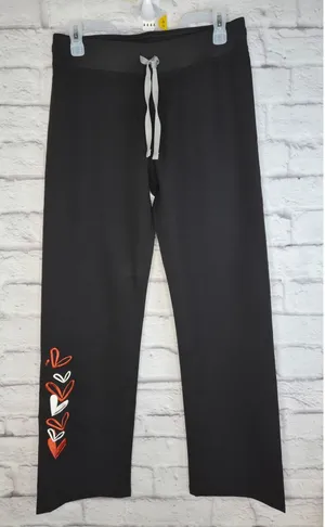 FIGS Livingston Scrub Pants XS Petite Black Embroidered Hearts NWT T21003P thumbnail 1