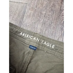 American Eagle Green Stovepipe Canvas Cuffed Straight Leg Pants Women's 2R thumbnail 3