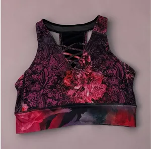 Nanette Lepore Paisley‎ Floral Lace-Up Front Sports Bra thumbnail 1