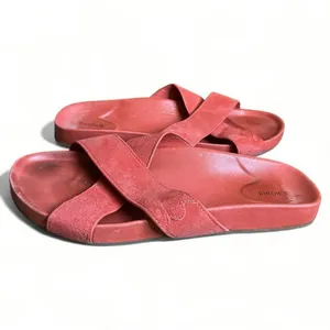 Birdies The Robin Women’s Slide Sandals 6.5 Coral Crisscross Suede Comfort thumbnail 3