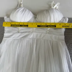 IRIS White Mesh Grecian Homecoming Dress Gown Size Medium FLAW thumbnail 9