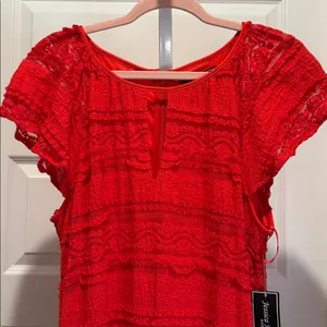 Jessica Howard Red Lace Flutter Sleeve Dress Size 14 NWT Cocktail Wedding‎ thumbnail 4