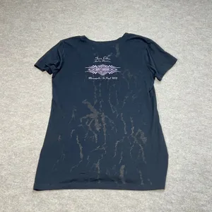 Harley-Davidson Twin‎ Citied V-Neck T-Shirt Black Lightning Womens M Semi Sheer thumbnail 7