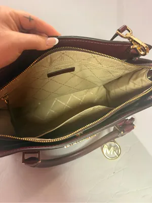 Michael Kors Wine Saffiano Leather Satchel with Gold Hardware thumbnail 11