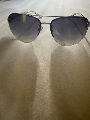 Women’s Diamond Stud Silver Metal Aviator Sunglasses Gradient Gray Lightweight Purple thumbnail 2