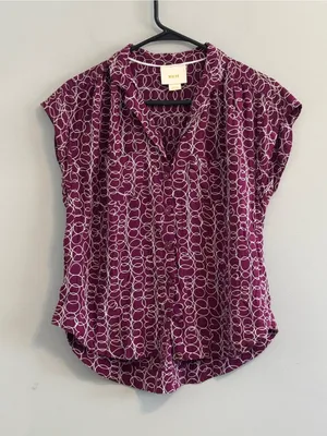 Maeve Anthropologie XS Abstract Print Button Front Blouse Top thumbnail 1