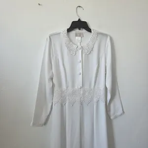 California Dynasty White Maxi Dress Vintage Style Victorian Modest Grandma Small thumbnail 2