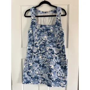 Abercrombie & Fitch Blue Floral Linen Blend Square Neck Mini Dress Size S thumbnail 2