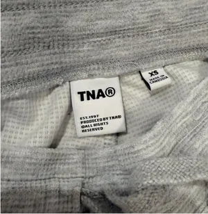 TNA aritzia waffle knit pants light grey thumbnail 2