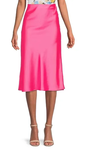 ZARA Satin Pink Midi Skirt Renee C thumbnail 1