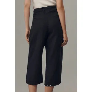 Anthropologie Black Linen Tie-Waist‎ Wide-Leg Cropped Pants High Rise NEW thumbnail 2