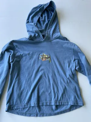 Stüssy Holographic Logo Hoodie Light Blue Size Large thumbnail 3