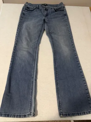 White House Black Market Noir Bootcut Jeans 8R Medium Wash Braided Embroidery thumbnail 1