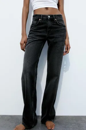 ZARA New - Full Length TRF Mid Rise Wide Leg Jeans thumbnail 3