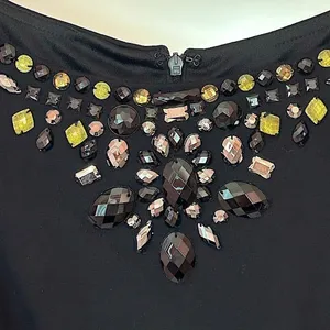 Eliza J Black Peplum Y2K 2010 Dress Size 2 Embellished rhinestone neck LBD thumbnail 4